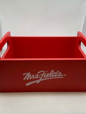 Vintage Mrs. Fields Wooden Logo Box Retro 11" Crate Red/White